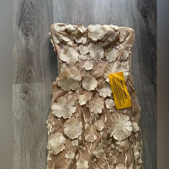 bronx and banco jasmine 3d floral applique lace strapless maxi dress gown XS NEW - Picture 10 of 17